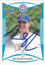 RICHARD BLEIER TEXAS RANGERS SIGNED CARD YANKEES RED SOX ORIOLES MARLINS CUBS