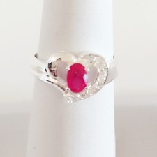 New 925 simulate Silver Ruby Red Heart Design Wedding Engagement Ring R1404Red 9