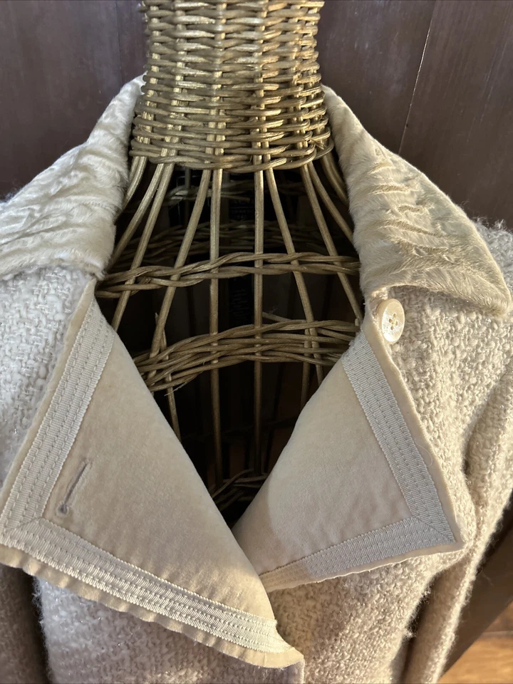 Abrigo Y2K Vintage COACH Talla 4 S Tweed Piel Real Italia Cuero Brillante Para Mujer Foto 3 de 4