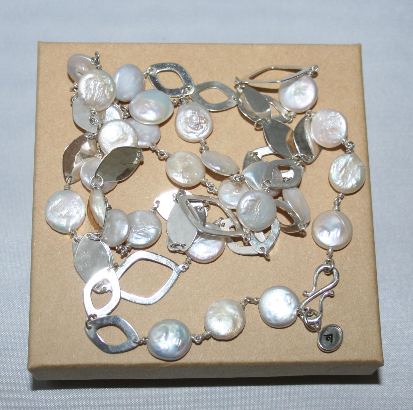 Silpada Sterling Silver HTF Coin Pearl S Clasp 36" Necklace