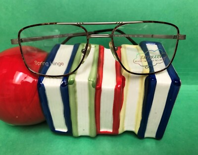 New 2Tone Small Aviator SKYWARE Eyeglasses Matte Silver/Amber