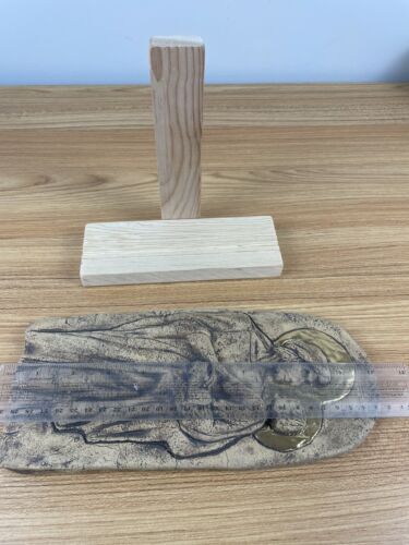 Vintage Sandstone Art Pottery Tile St. Joseph Biblical 12" X 5" Tile / Plaque - Picture 6 of 7
