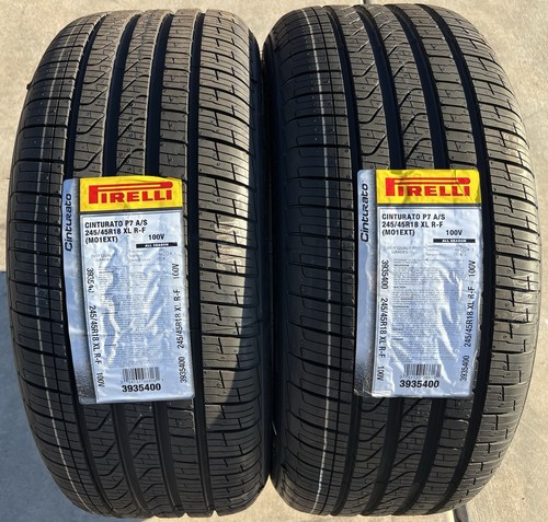 Set of TWO NEW 245/45R18 Pirelli Cinturato P7 A/S All Season Run Flat Tires - Picture 2 of 13