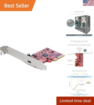 1-Port USB 3.2 Gen 2x2 PCIe Adapter - 15W Power Delivery for Fast Charging