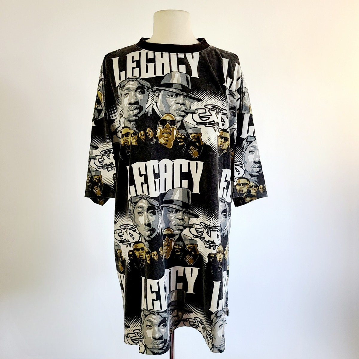 Vintage Y2K AOP T-Shirt 2Pac Notorious BIG JayZ Legacy 90