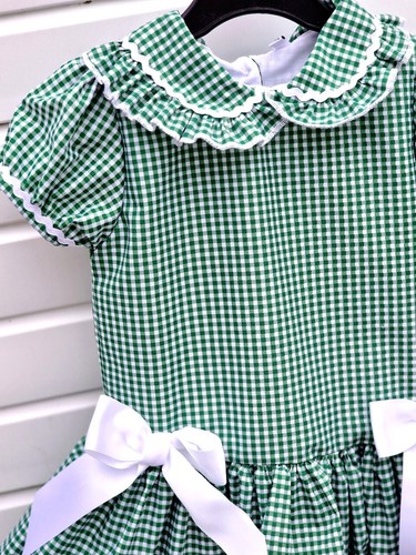 DREAM 0-8 years GIRLS gingham school uniform drop waist lined dress 4 colours - Picture 8 of 14
