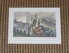 NEUSCHWANSTEIN CASTLE ERNST GEISSENDORFER ROTHENBURG ETCHING ART CHRISTMAS CARD