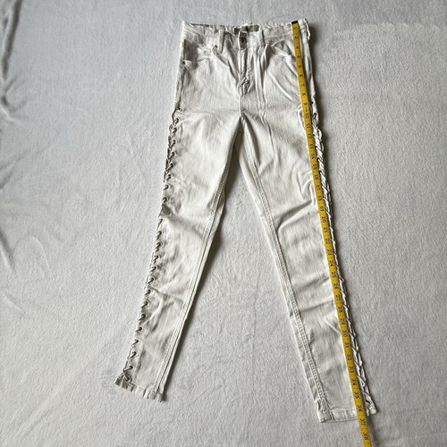 Topshop Moto Jamie Jeans 28x32 White Stretch Lace Up Sides Cut Out Skinny - 第 16/24 張圖片