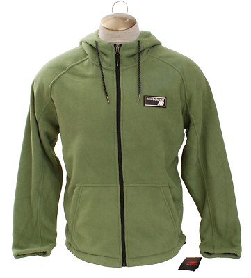 New Balance Men's S Green Full Zip Hooded Sherpa Lined Jacket