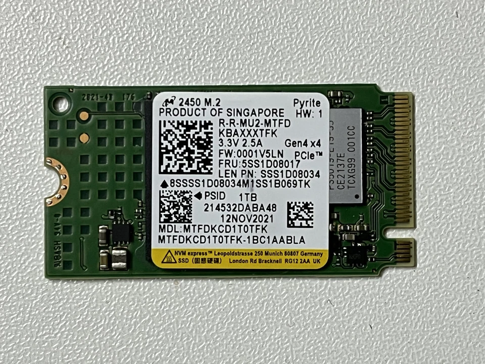 Micron 2450 M.2 2242 MTFDKCD1T0TFK 1TB PCIe Gen4x4 NVMe SSD Pyrite For HP Laptop - Image 4 of 4