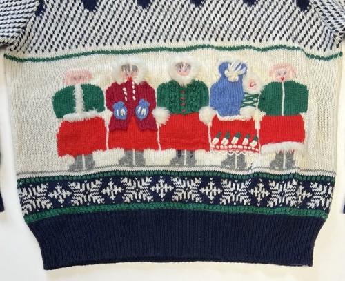 Vtg 80s Susan Bristol Sweater Sz 38 Wool Winter People Snowflakes Flaws See Desc - Picture 15 of 16