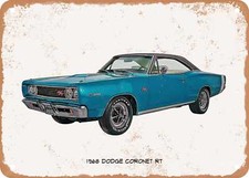 Classic Car Art - 1968 Dodge Coronet Rt Oil Painting - Rusty Look Metal Sign Classic Car Art - 1968 Dodge Coronet Rt Oil Painting - Rusty Look Metal Sign