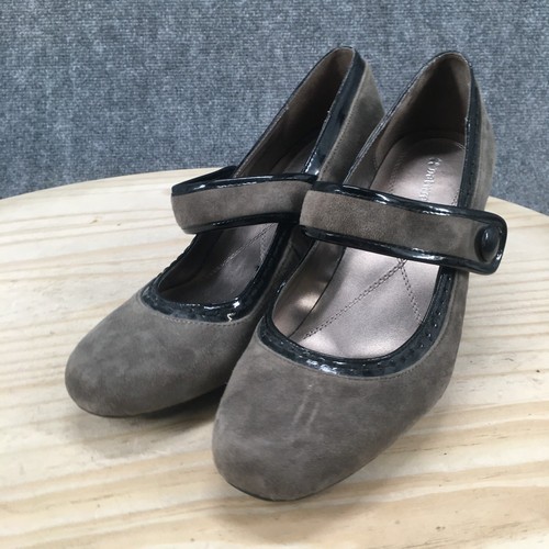 Naturalizer Heels Womens 8.5 Julius Dress Mary Jane Pumps Gray Suede Leather - Picture 4 of 13