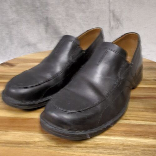 Clarks Men's Size 12 Escalade Step Black Leather Slip On Oxford Shoe Cushion - Picture 3 of 13