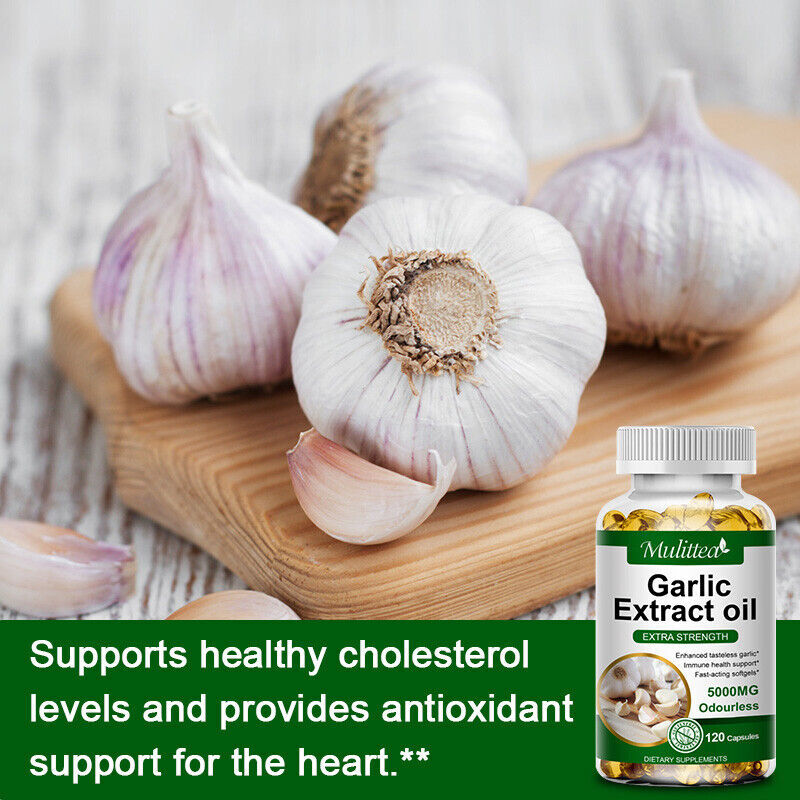 5000mg Garlic Oil Rapid Release Softgels - 120 Count, Odorless Immune Support