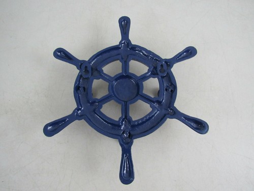 Cast Iron Nautical Ships Boat Wheel 3 Coat/Hat Hooks Wall Mount-11" Diameter - Picture 8 of 10