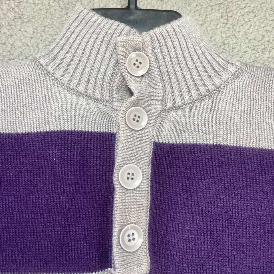 Suéter de manga larga a rayas gris púrpura de carbono para hombre cuello falso talla XL Foto 3 de 4