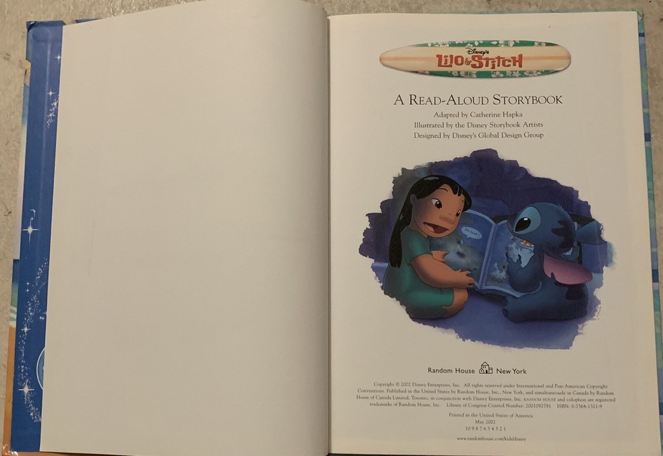 Lilo and Stitch A Read-Aloud Storybook By Catherine Hapka (2002 ...