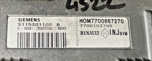 Calculador Motor Renault Clio 2 S115301102B HOM7700867270 7700103798 BVM - Imagen 3 de 5