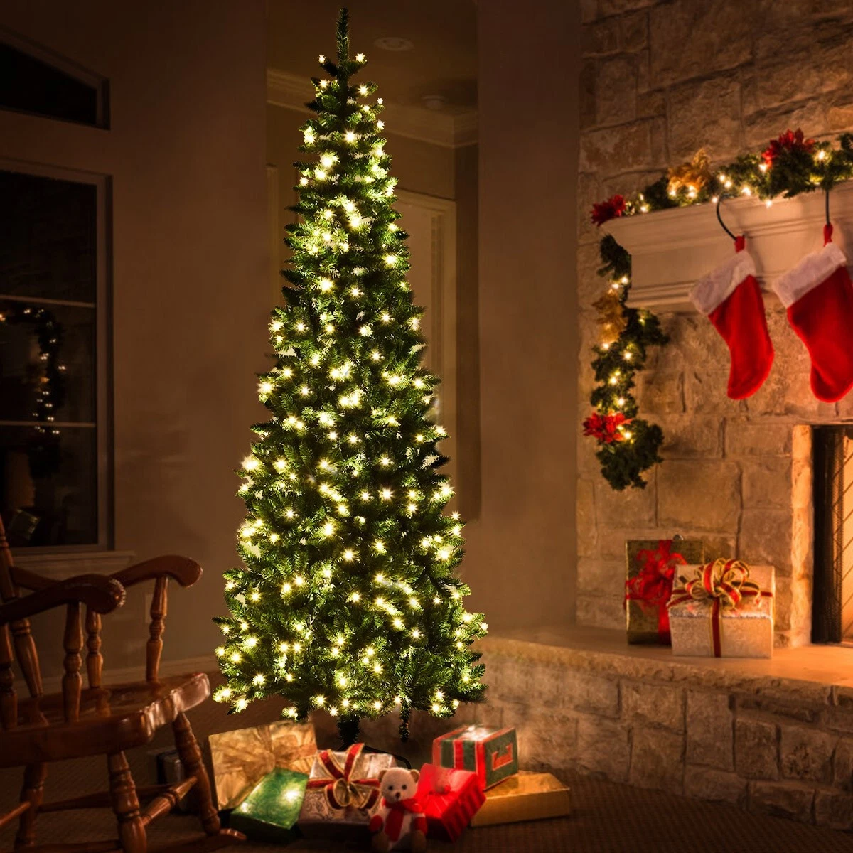 7.5 artificial christmas tree cheap with led lights