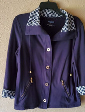 Relaxed by Charter Club Blue Jacket with gold hardware Detail Women's size M