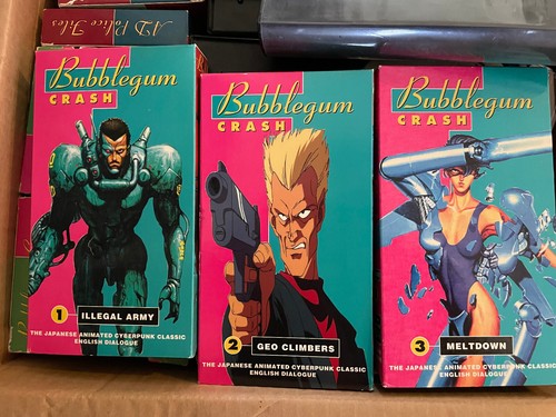 Bubblegum Crash Anime VHS Set Illegal Army, Geo Climbers, Meltdown, English Dub