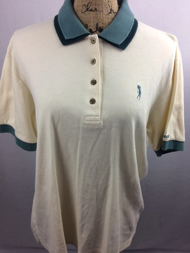 IZOD ladies women s cotton Off White Green GOLF Polo shirt top