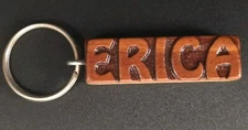 Keychain ERICA Personalized Custom Name Fob Wood Key Ring Unique Gift Idea