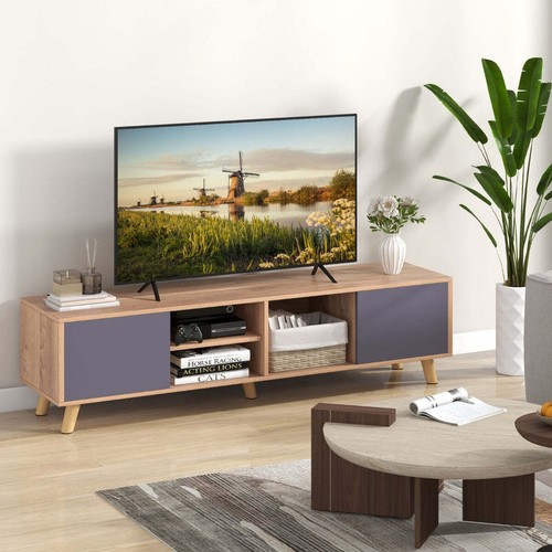 Costway Modern Rustic TV Stand for TVs up to 65 Inches with Open Shelf - Picture 5 of 10