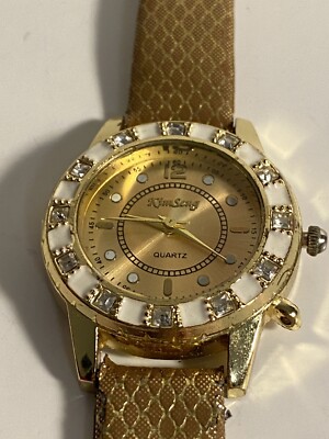 KIM SENG Womens Gold Tone Watch with Charm loop Crystal  display picture 1