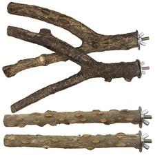 Bird Perch 4 PCS Natural Wood Stand Parakeet Toys Cage