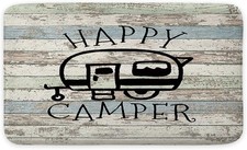 Happy Campers Bath Mat, Non Slip Bathtub Rug Retro Rustic Wood Neutral Color ...