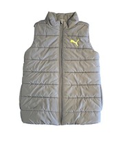 Puma Boys Puffer Vest Youth M 10 12 Gray Full Zip Quilted Lightweight Jacket