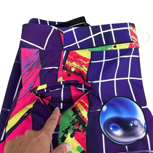 Lost Highline 80er lila weiß pink grün Gitter Kugel Boardshorts Small 31  - Bild 7 von 10