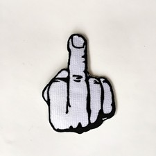Middle Finger Embroidered Iron on Sew on Biker Patch Badge Flipping Birdie VTG