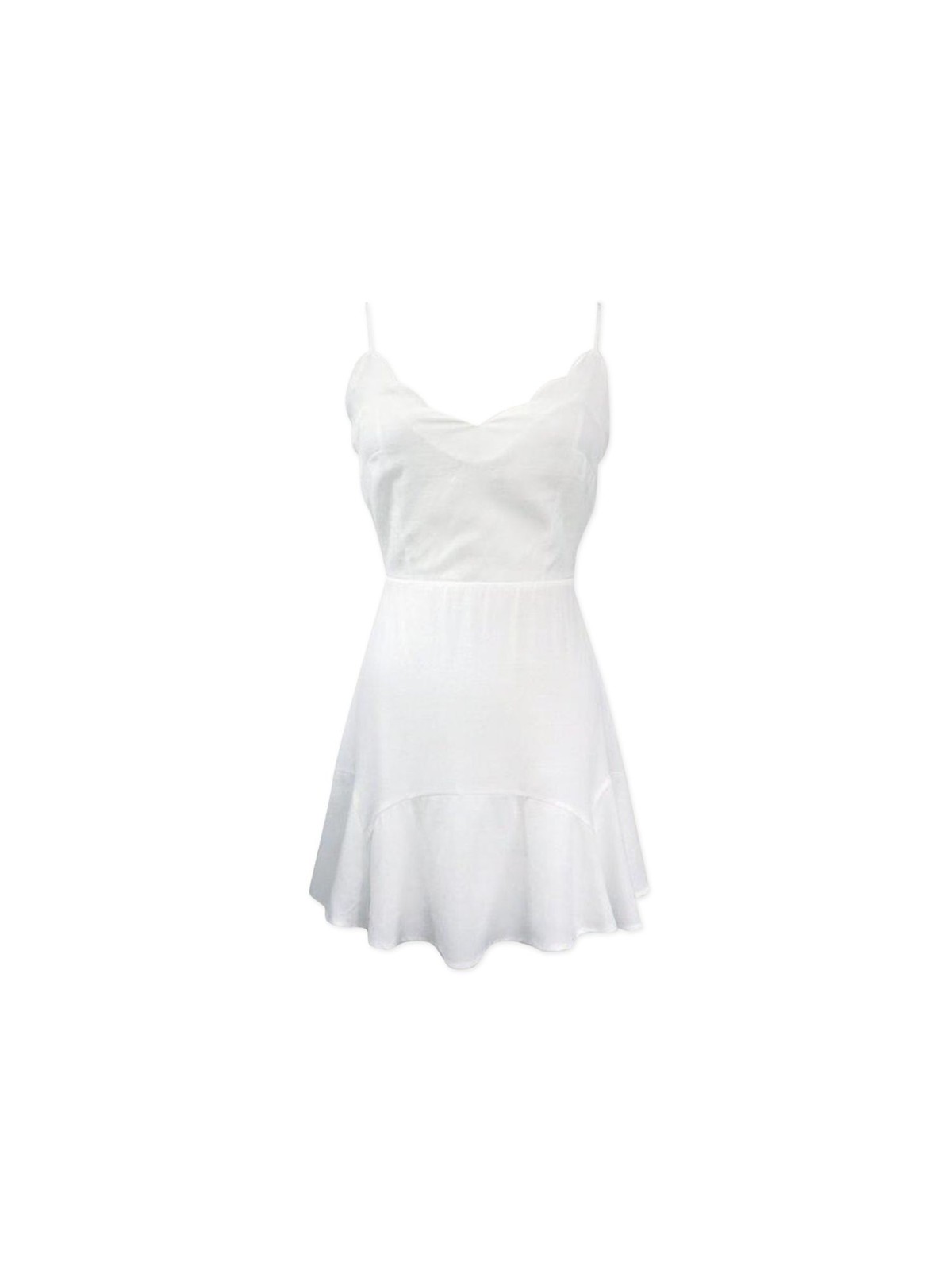 TRIXXI Womens Fit + Flare Short Dress White Spaghetti Strap Juniors M