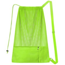 Large Mesh Swim Beach Bag, Mesh Drawstring Gym Bag for Athletic Gym Sports Ge...