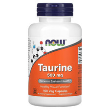 NOW Food free form Taurine 500mg 100 Vegetarian Capsules, Nervous System support