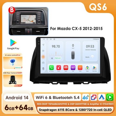Für Mazda CX-5 2012-2015 CarPlay Autoradio Multimedia Player GPSAndroid 14 6+64G