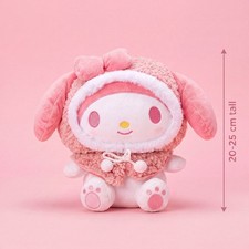 Soft Pink and White Bunny Plush Toy with Decorative Hood