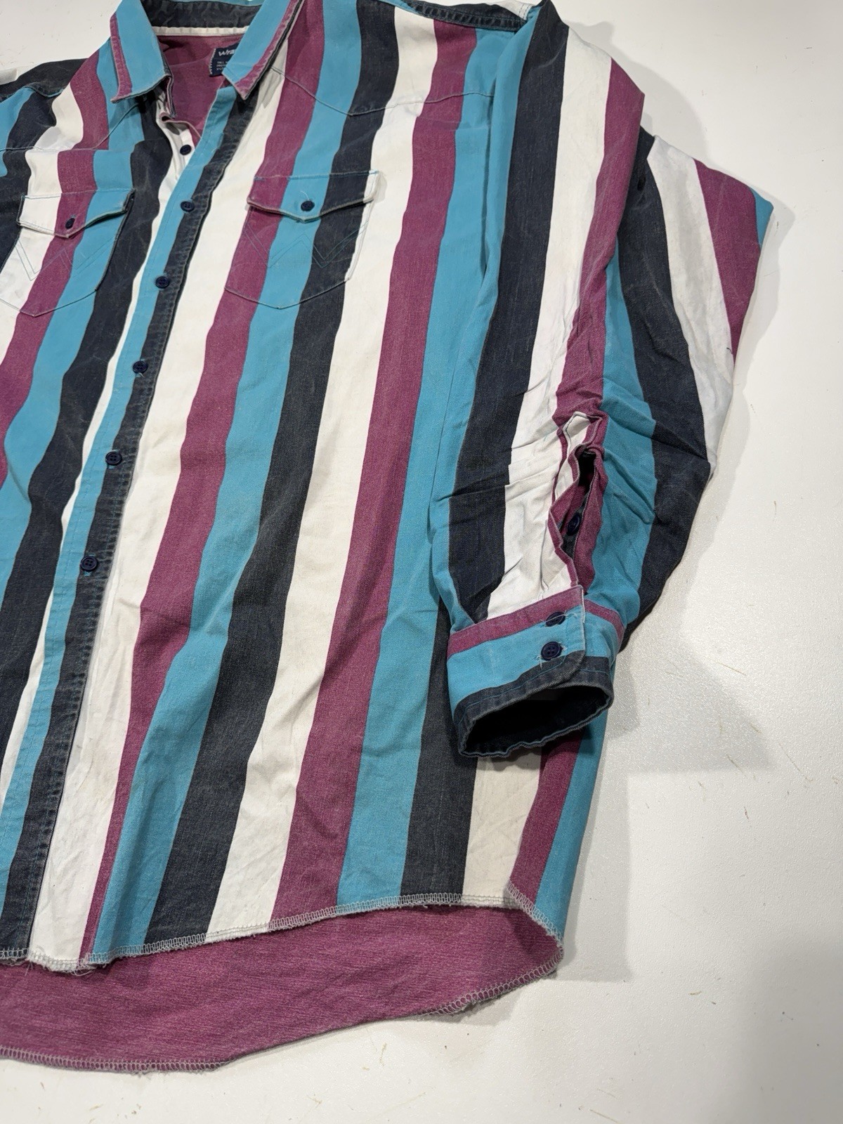 RARE Vintage Wrangler Brushpopper Shirt 20 37 XXL Western Rodeo Cowboy Striped image 2