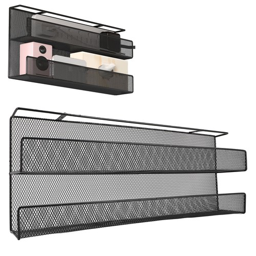 Under Desk Storage Basket Iron Double Layer Under Desk Power Strip Cable AM - Afbeelding 21 van 22