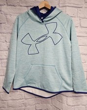 NWT UNDER ARMOUR GIRLS XL STORM WATER RESISTANT LOOSE BLUE AQUA FLEECE HOODIE