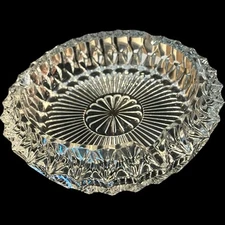 Vtg Heavy Glass Lead Crystal?  Cigarette  Cigar Ashtray 6.5" X 2" Regency