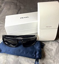 PRADA SPR 29Y Women’s Black Shield Sunglasses Tinted UV400 w/ Case