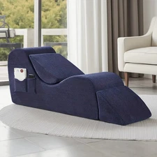 Chaise Lounge w/ Side Packets Lumbar Pillow & Footstool Unisex Chair Yoga Chair