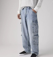 New Levi's 36x32 Men's 578 Baggy Cargo Jeans Joyful Clouds - Light Wash