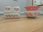 VTG Pink Gooseberry Pyrex Dish Set 442, 443, 501, 502, 503 PLS RD bowl/fridge di