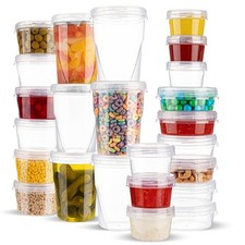 24 Pack Twist Top Plastic Food Storage Containers Assorted Sizes Clear Lids