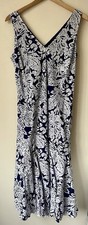 Soon Blue White Dress Size 14 Cotton Block Print Long Maxi Holiday Bohemian Boho